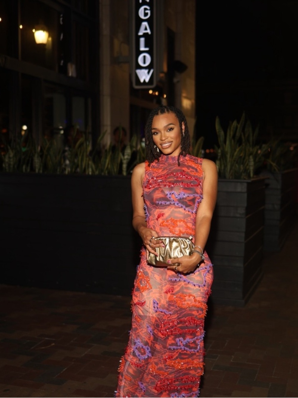 Onalaja Zusi Maxim Beaded Maxi Dress in Red & Purple Combo $795 MSRP Medium - Picture 3 of 12